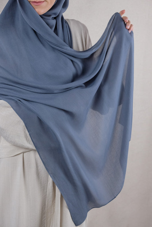 Blue Mirage Modal Hijab Set | Single-Stitch