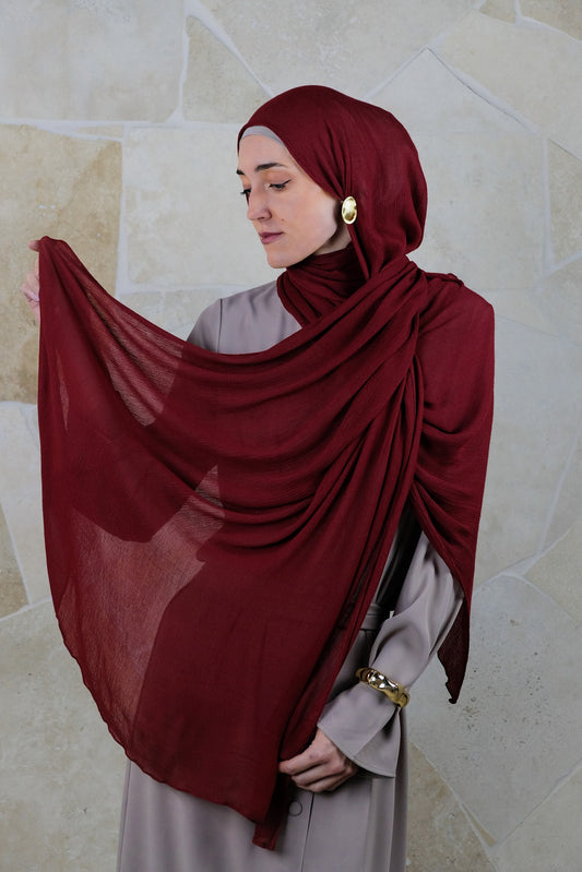 Soft Crinkle Rayon Hijab – Burgundy