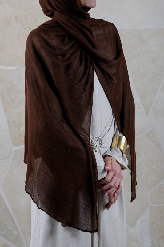 Soft Crinkle Rayon Hijab – Chocolate