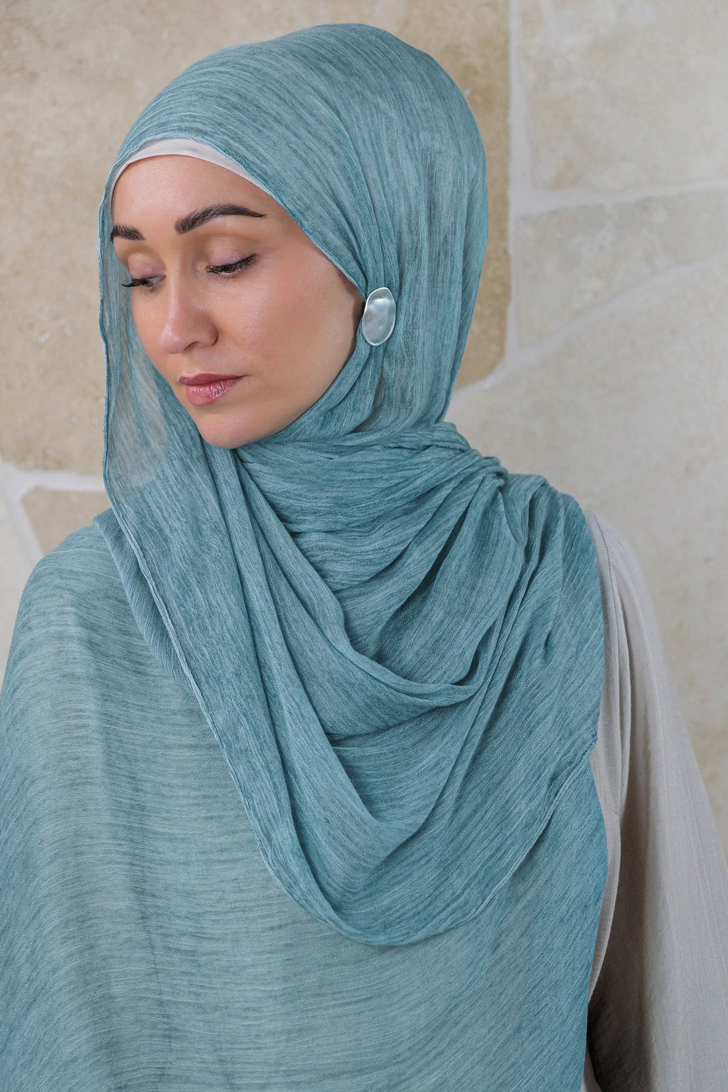 Textured Rayon Hijab – Dusty Teal