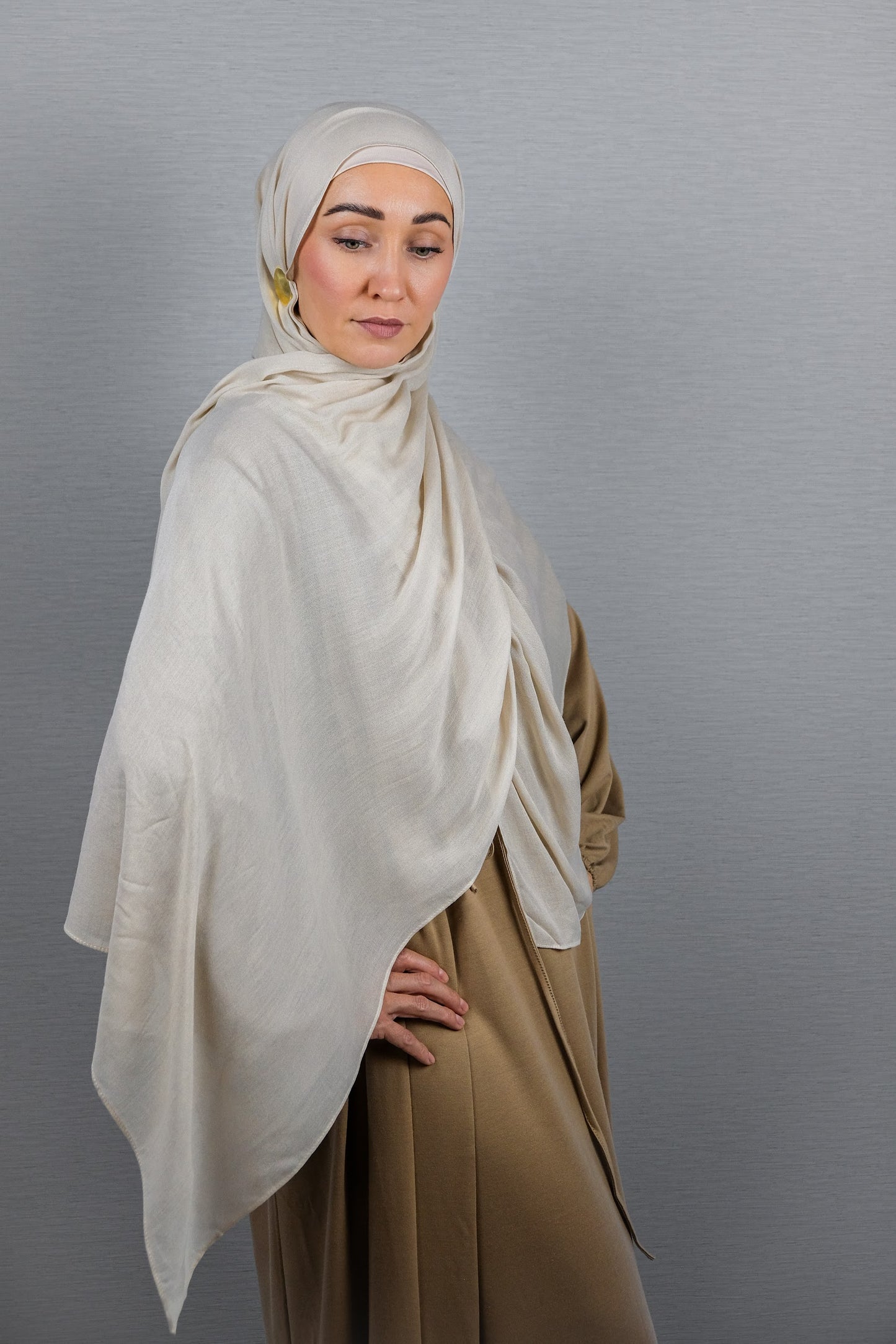 Premium Modal Hijab Set in Almond with matching undercap
