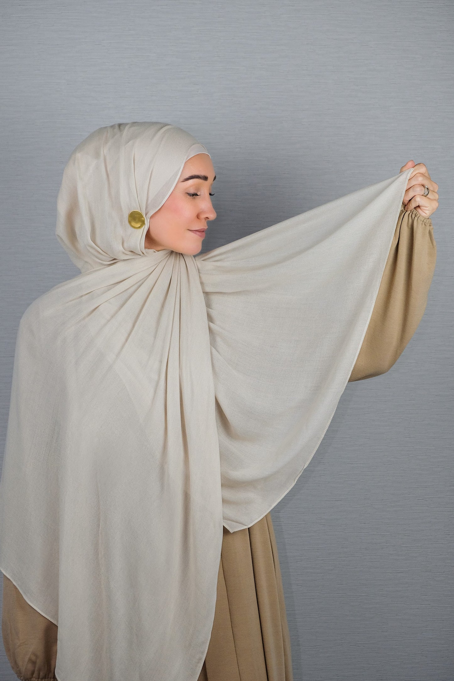 Soft Premium Modal Hijab Set in neutral almond shade