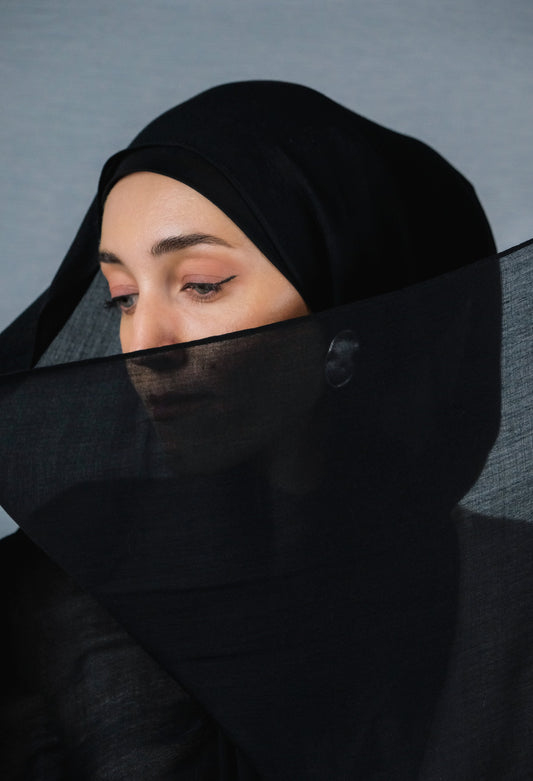 Black Modal Hijab Set | Single-Stitch
