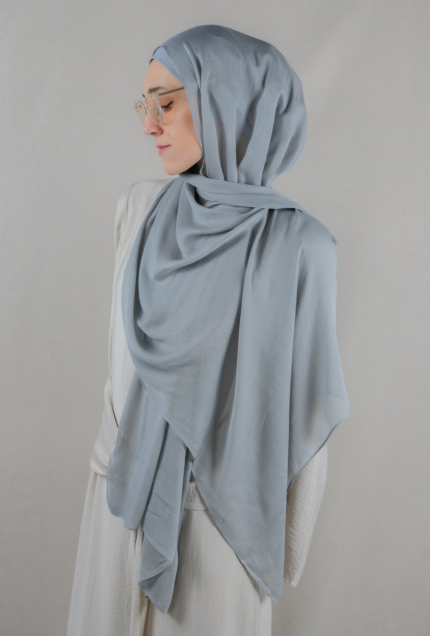 Slate Modal Hijab Set | Single-Stitch