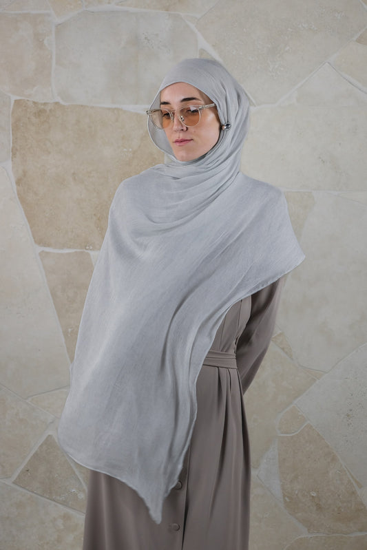 Textured Rayon Hijab – Dove Grey
