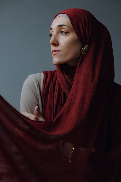 Soft Crinkle Rayon Hijab – Burgundy