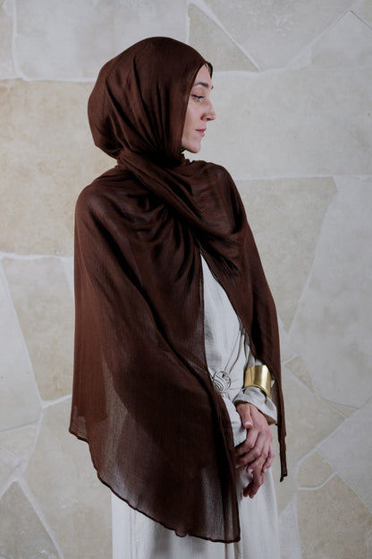 Soft Crinkle Rayon Hijab – Chocolate