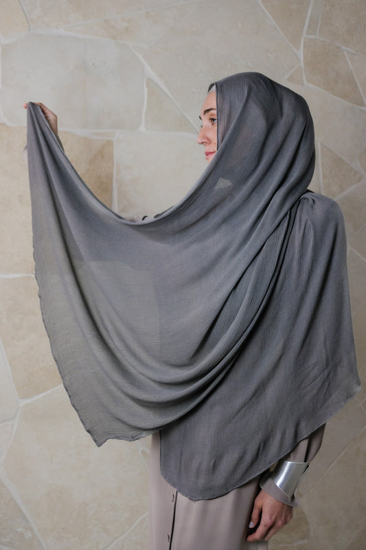 Soft Crinkle Rayon Hijab – Grey