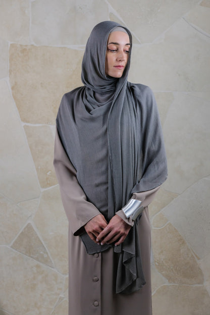 Soft Crinkle Rayon Hijab – Grey
