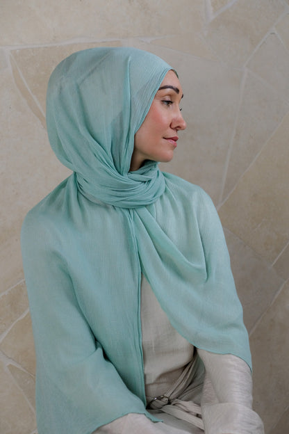 Soft Crinkle Rayon Hijab – Seafoam