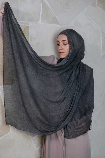 Textured Rayon Hijab – Charcoal