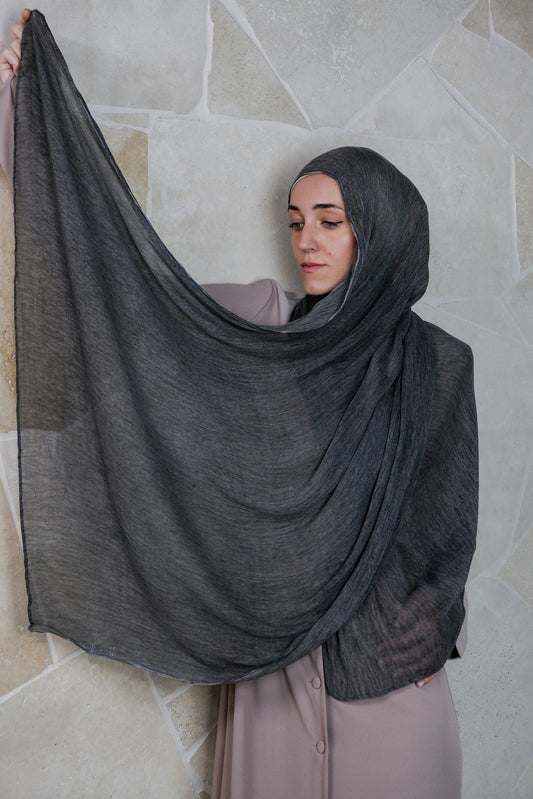 Textured Rayon Hijab – Charcoal
