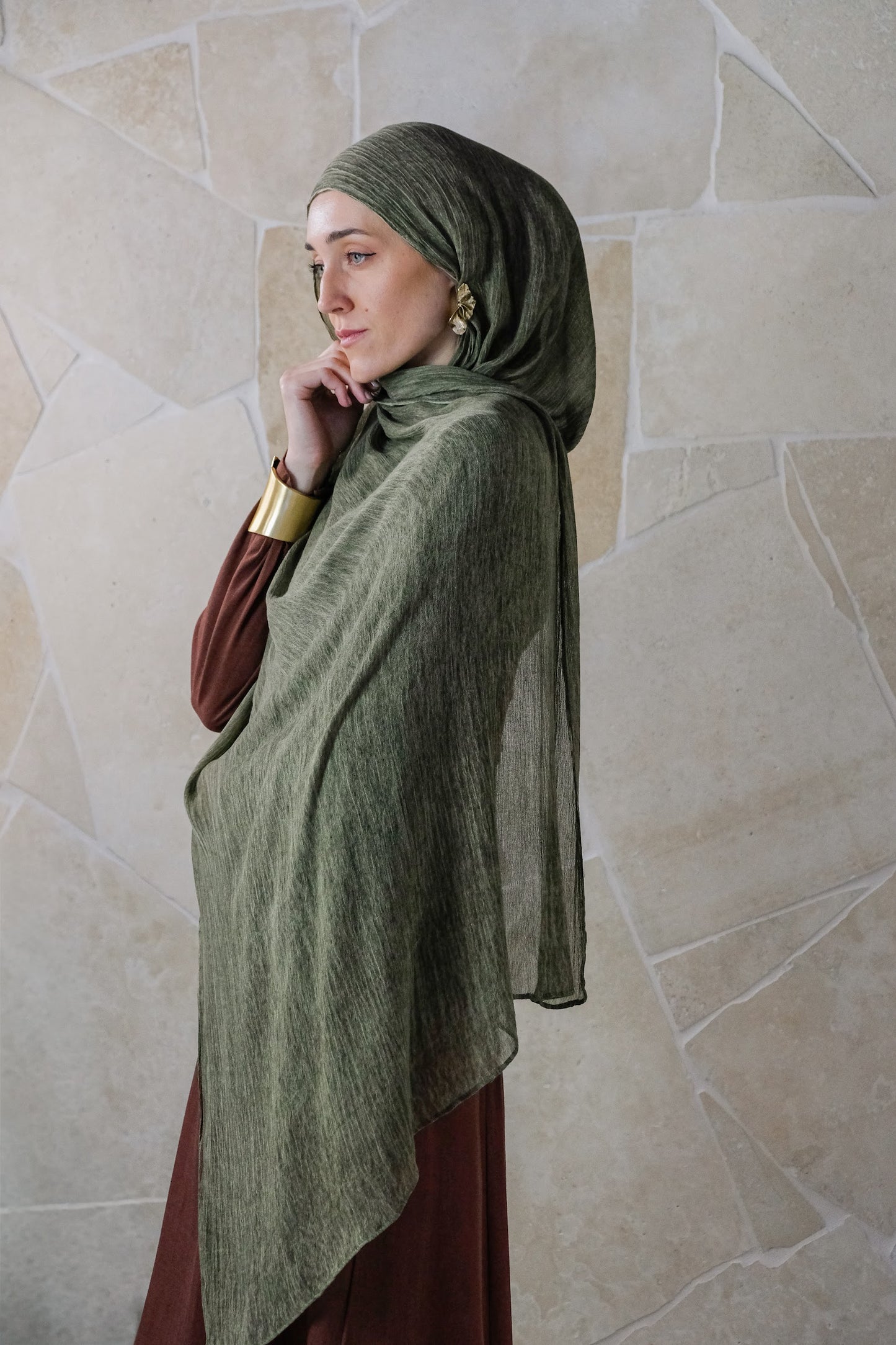 Textured Rayon Hijab – Moss