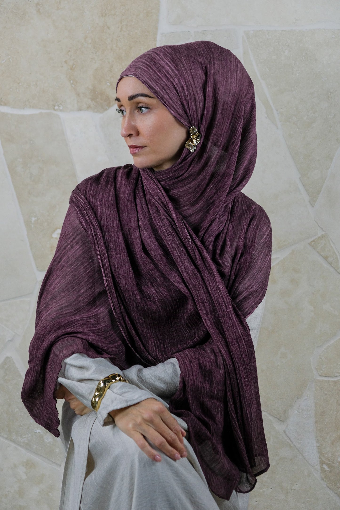 Textured Rayon Hijab – Plum
